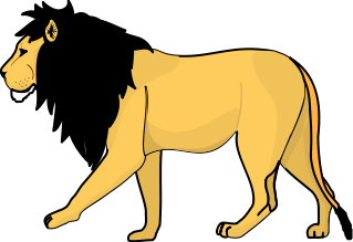 A lion walking to the left