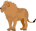 A lion standing up